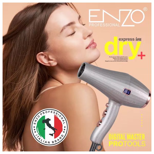  انزو مجفف الشعر الاحترافي - شاشة LCD رقمية - EN-6050 - تيتانيوم أخضر 