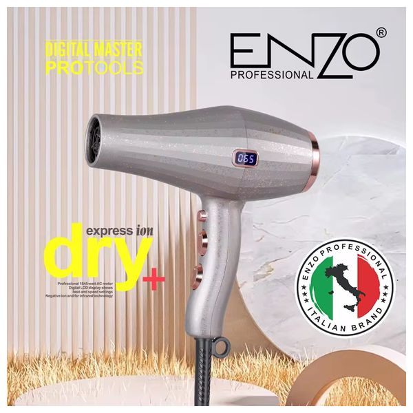  انزو مجفف الشعر الاحترافي - شاشة LCD رقمية - EN-6050 - تيتانيوم أخضر 