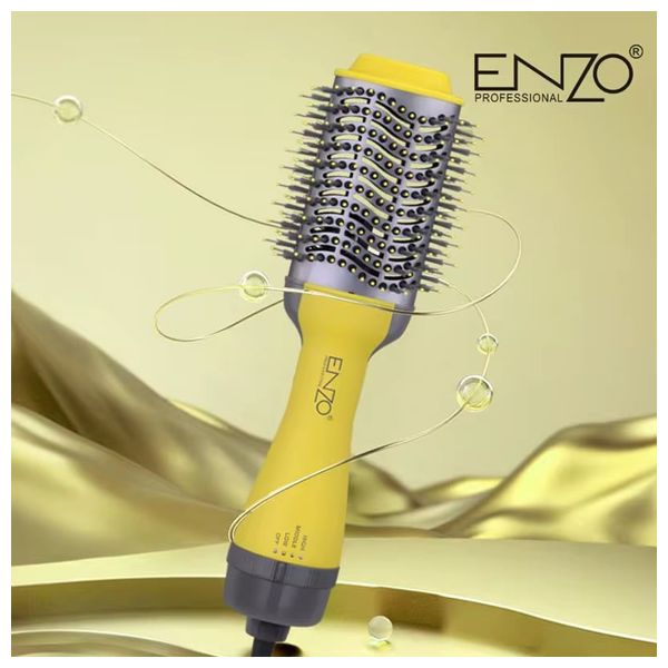  إنزو فرشاة تجفيف وتصفيف الشعر بخاصية خطوة واحدة - 1000 واط - EN-4129 - أصفر 