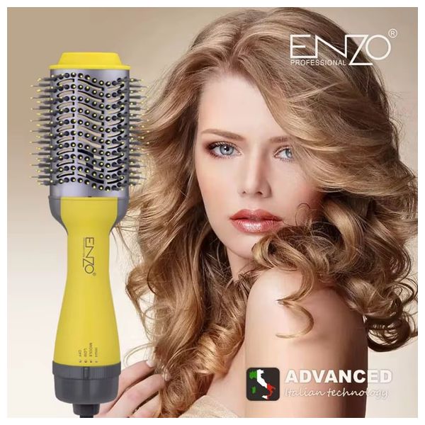 إنزو فرشاة تجفيف وتصفيف الشعر بخاصية خطوة واحدة - 1000 واط - EN-4129 - أصفر 