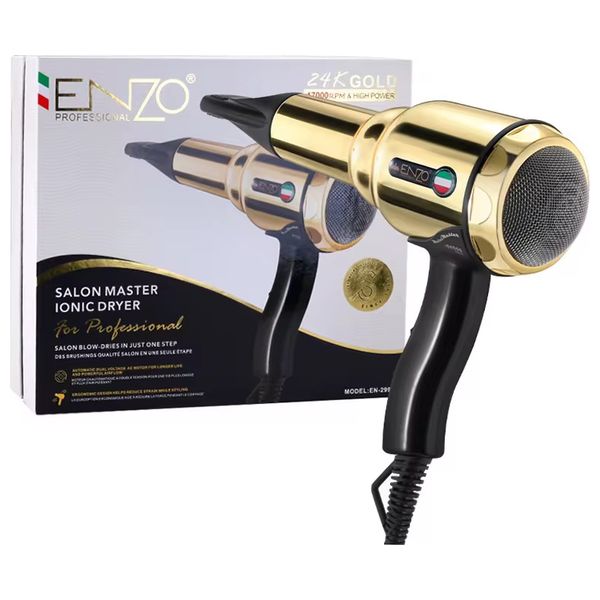  انزو مجفف الشعر الاحترافي سيلون ماستر الأيوني - EN-2999 - ذهبي 