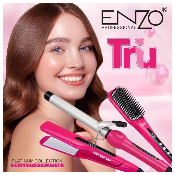 انزو مجموعة تصفيف الشعر المتكاملة بلاتينيوم 3 في 1 - EN-3955W - وردي 