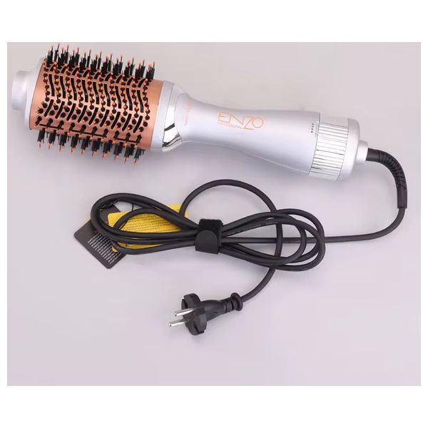  انزو فرشاة هواء ساخن احترافية - تجفيف وتصفيف 2 في 1, تقنية النانو تيتانيوم, أسطوانة 55 مم - EN-4139 - تيتانيوم أبيض فضي 