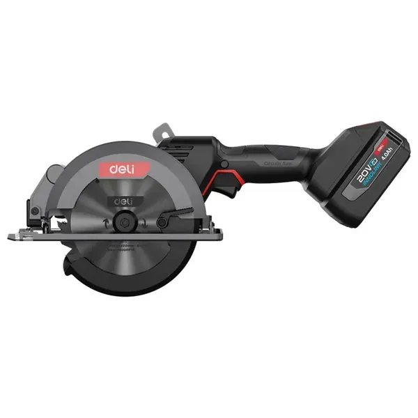  Deli Tools DE-YJ20-1D4 - Cordless Circular Saw with Dual Batteries - 20V - Black 