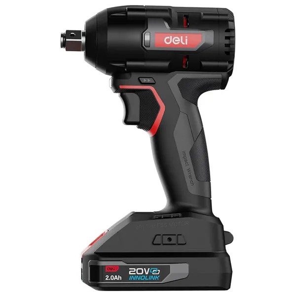  Deli Tools DE-BS20-1D2 - Cordless Brushless Impact Wrench - 20V - Black 