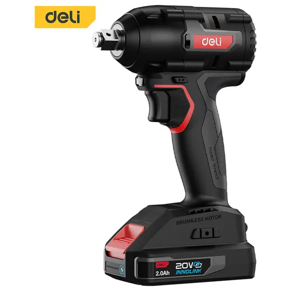  Deli Tools DE-BS20-1D2 - Cordless Brushless Impact Wrench - 20V - Black 