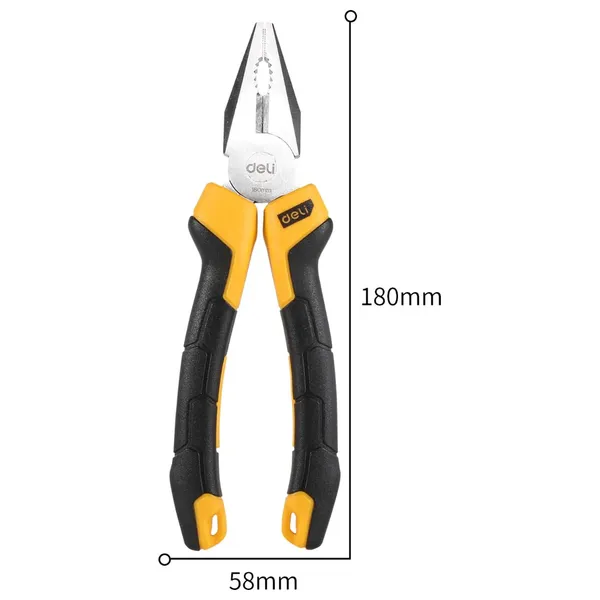  Deli Tools EDL2007Z Combination Pliers - 18 cm Length - High-quality Chrome-Vanadium - Yellow 
