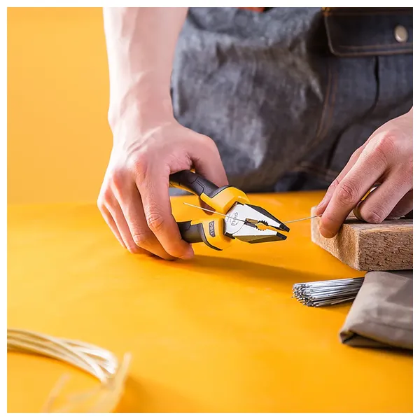  Deli Tools EDL2007Z Combination Pliers - 18 cm Length - High-quality Chrome-Vanadium - Yellow 