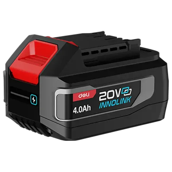  Deli Tools DE-CM20A4E - Lithium-Ion Battery Set with Charger, 20V - Black 