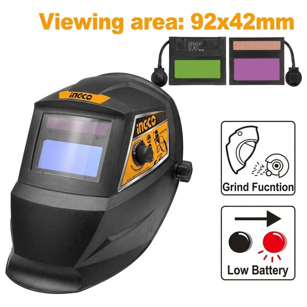  Ingco AHM008 Auto Darkening Welding Helmet - Black - AHM008 