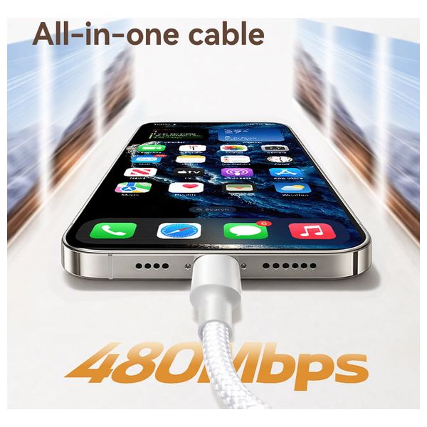  Deli - USB-C to USB-C Cable - 2m - 100W - White 