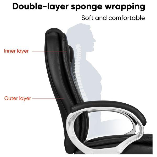  كرسي مكتب مريح بمسند ظهر قابل للإمالة من ديلي - E4524 - اسفنج عالي الكثافة - مساند ذراع وجلد 
