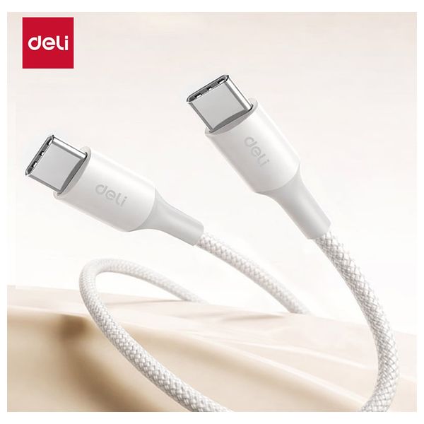  Deli - USB-C to USB-C Cable - 2m - 100W - White 
