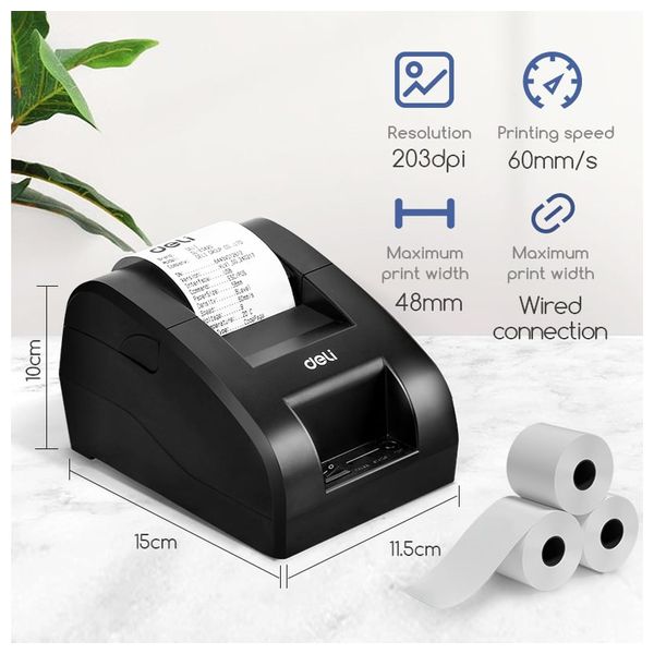  Deli ES420 Thermal Receipt Printer - USB - 203 dpi - Black 