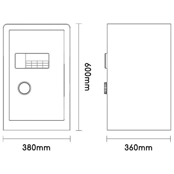  Deli T552 - Security Safe with Key & Digital PIN - 60×38×36 cm - Black 