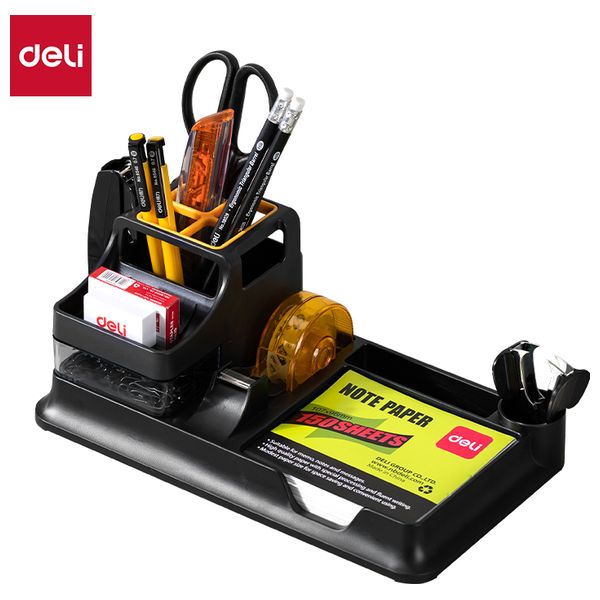  Deli E38252A Desk Organizer - 7 Compartments - Black - 260x103x150mm 