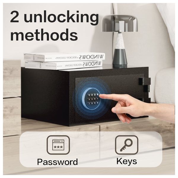  Deli ET585 - Fire & Heat Resistant Safe - 230×450×380 mm - Dual Protection - Black 