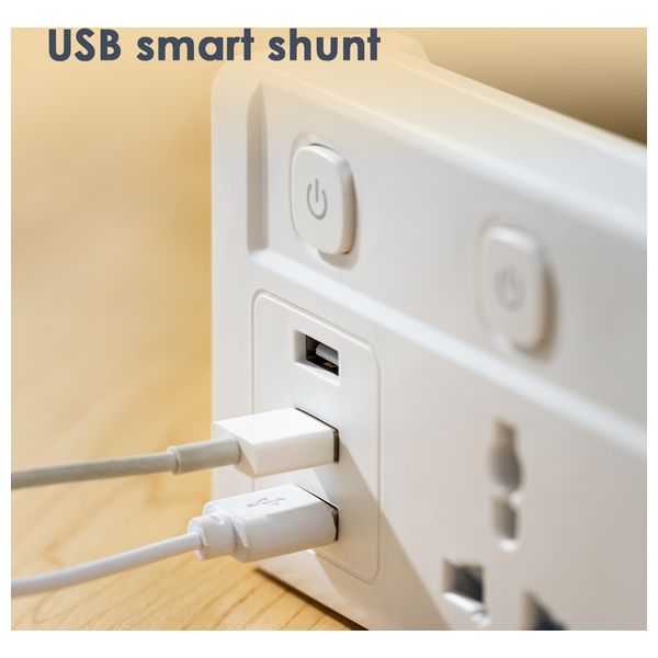  Deli T410 - Power Socket - 3 Outlets & 3 USB Ports - White 