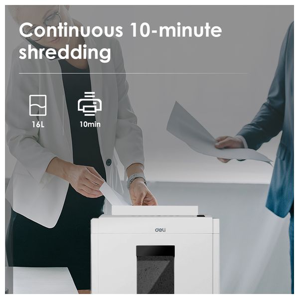  Deli T051 - Paper Shredder - 16 L - Continuous Shredding 10 Minutes - White 