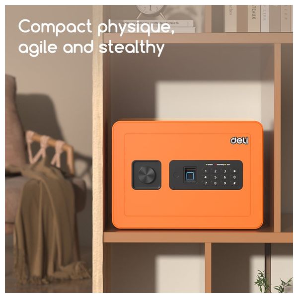  Deli T590 - Electronic Fingerprint & Password Safe - Orange 