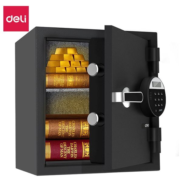  Deli T581 - Safe with Key & Digital PIN - Fire Resistant - 42 x 38 x 30 cm - Black 