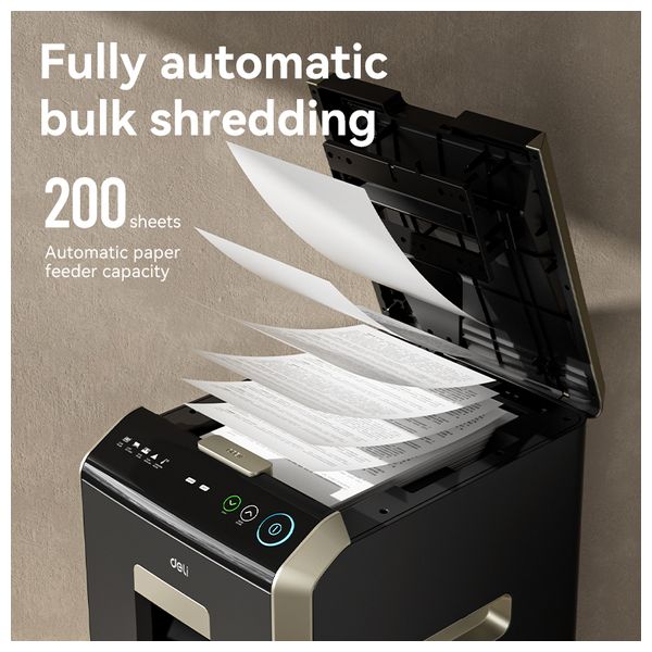  Deli T088 - Automatic Paper Shredder - 200 Sheets - Black 