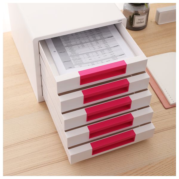  Deli Rio EZ01043 - Desktop File Organizer - 5 Drawer - Pink 