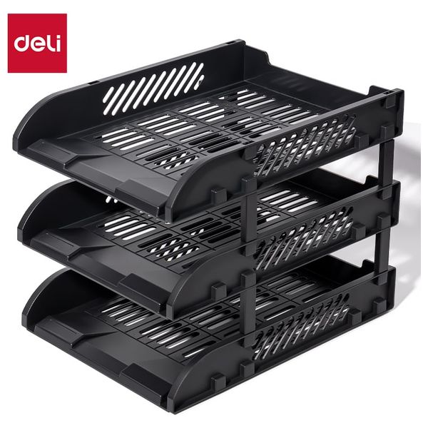  Deli E9217 3-tier document organizer -Black 