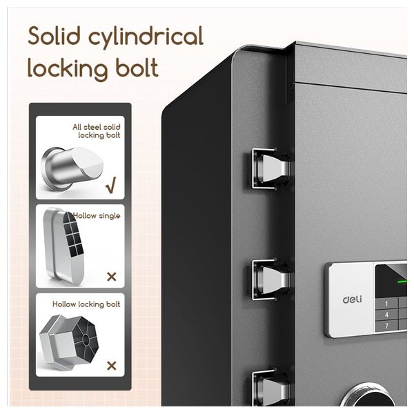  Security Safe with Key & Digital PIN - 80×48×42 cm - Thick Door - Black 