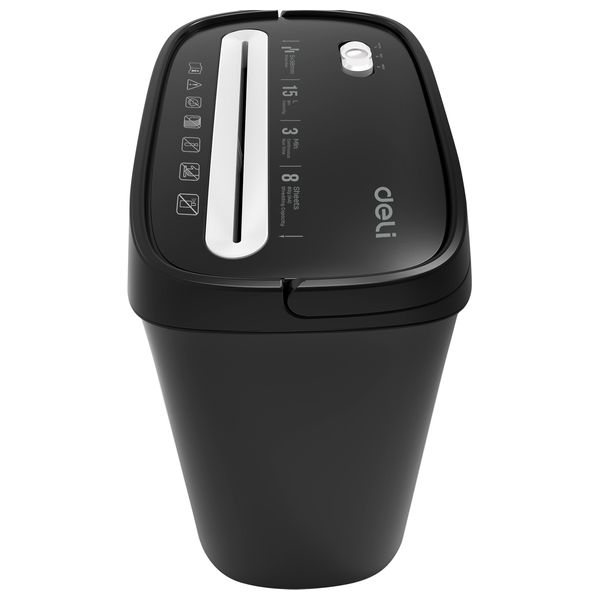  Deli - Paper Shredder - 15 L - Continuous Shredding 3 Minutes - Black 