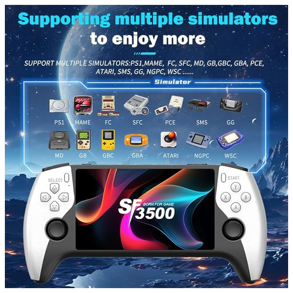  Sag Electronics SF3500 - Handheld Gaming Console - 5.5 Inch IPS Display - 64GB - Black 