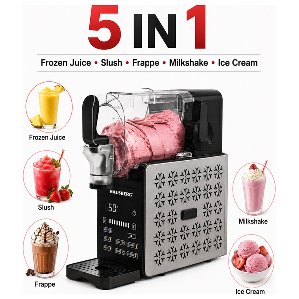  HAUSBERG HB-6045GR - 5-in-1 Slush & Ice Cream Maker - 2L - Black 