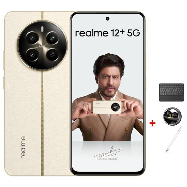 ريلمي 12 بلس 5G - دبل سيم - 256/8 كيكابايت +  سماعة داخل الاذن + قلم + كيبورد