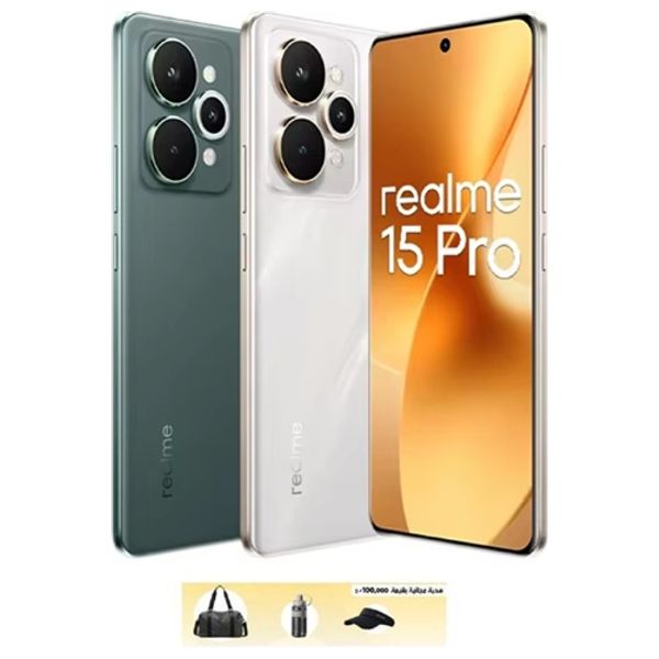 ريلمي 15 برو - شاشة بحجم 6.8 انج, OLED, تردد 144 هيرتز, - سنابدراجون 7 الجيل الرابع - بطارية بحجم 7000 مللي امبير, بقوة 80 واط - بكاميرا 50 ميكابكسل سوني + كاميرا 50 ميكابكسل IMX896 عريضة جداً؛ تثبيت بصري + حقيبة + قبعة شمسية + مطارة