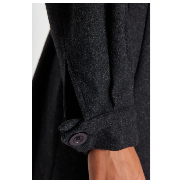 Trendyolmilla Women’s Round Belt Long Wool Cashmere Coat - Black