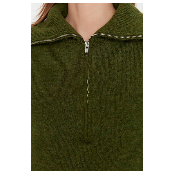 Trendyolmilla Women’s Wide Fit Soft Textured Basic Knitwear Sweater - Khaki