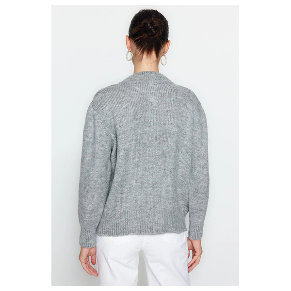 بلوزة نسائية ازرار ترينديول ميلا - رمادي