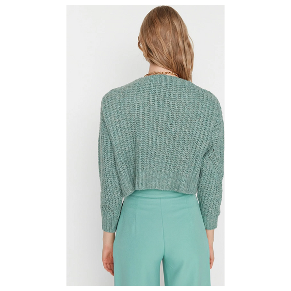 بلوزة نسائية بياقة ترينديول ميلا - اخضر