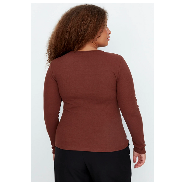Trendyol Curve Knitted Blouse - Brown