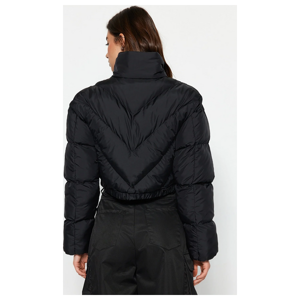Trendyolmilla Women's Water Repellent Crop Puffer Jacket - Black
