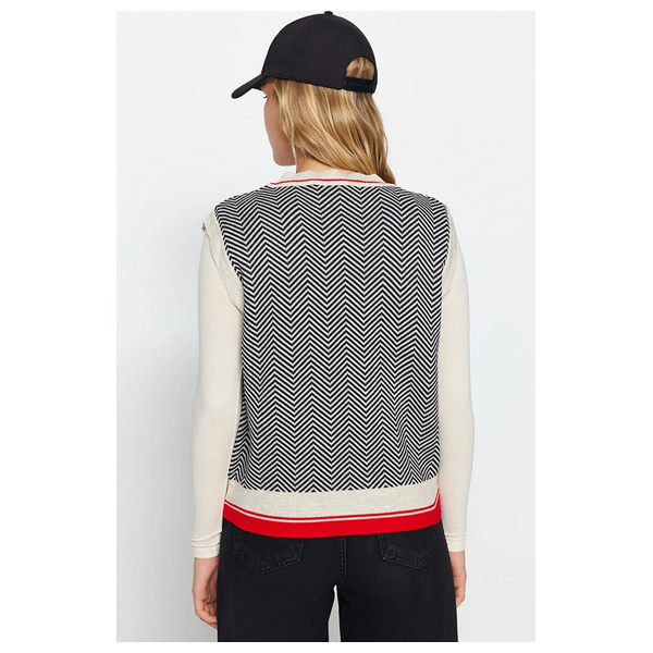 كنزة نسائي قبة V بدون اكمام ترينديول ميلا - بيجي