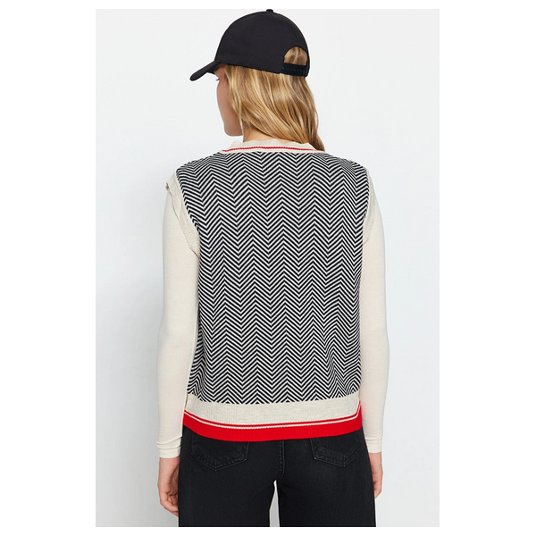 كنزة نسائي قبة V بدون اكمام ترينديول ميلا - بيجي