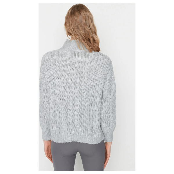 Trendyolmilla Women’s Soft Textured High Collar Knitwear Sweater - Gray
