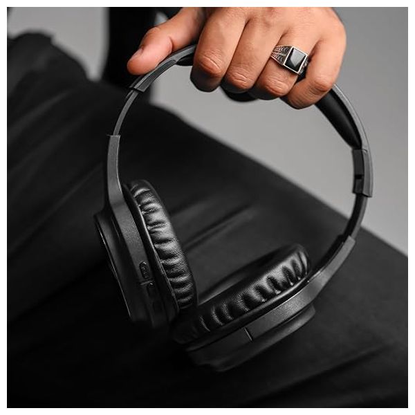  سماعة رأس لاسلكية تلتف حول الأذن - جيباس GHP4702 - عمر بطارية 8 ساعات - بلوتوث - أسود 