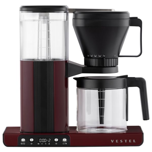  Vestel Retro-Burgundy-Filter - Drip Coffee Maker - 535 W - 4-Cup Capacity - Burgundy 