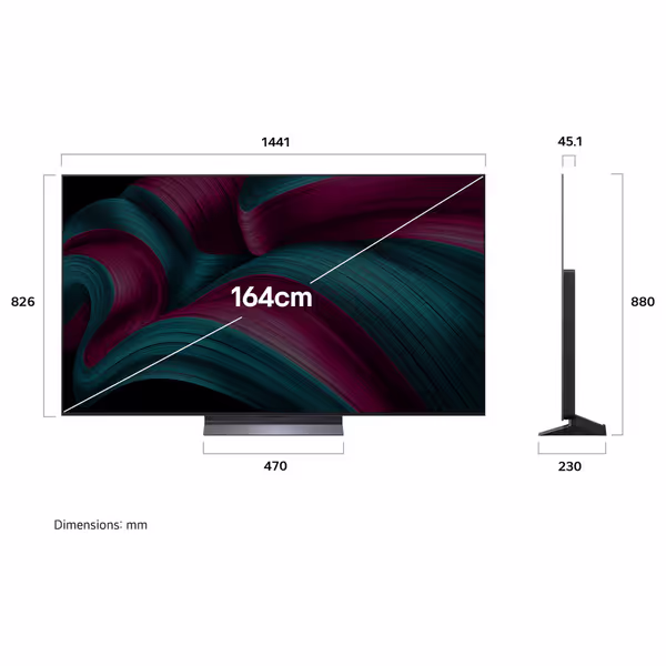  شاشة إل جي - 65 انش - 4K OLED - هيرتز 144 - نظام ويب او اس 25 - C56LA - أسود 