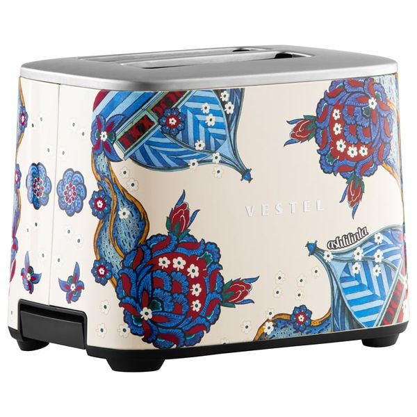  محمصة خبز فيستل أصلي لينتا بفتحتين - 960 واط - x-Asl-Ceramic-White - بيج مزخرف 