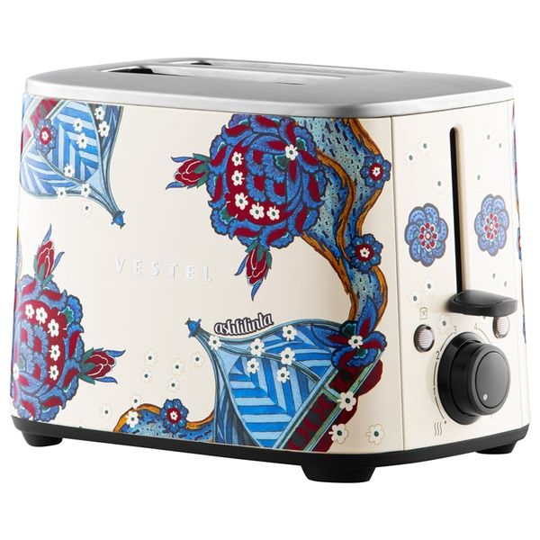  محمصة خبز فيستل أصلي لينتا بفتحتين - 960 واط - x-Asl-Ceramic-White - بيج مزخرف 