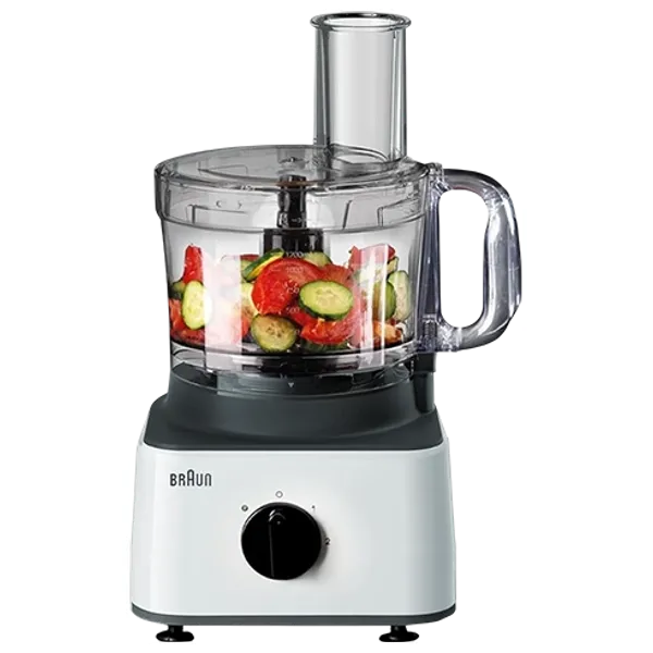  Braun FP0132WH - Food Processor - 750 Watts - 2.1 Liter Bowl Capacity - 1.8 Liter Blender Capacity - White 