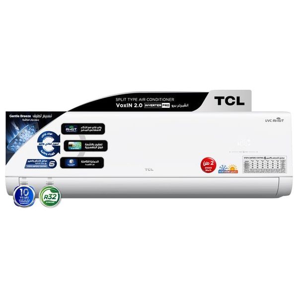  TCL TAC-24CHSD/MAV - Wall Mounted Air Conditioner - 2 Ton - Inverter - UVC Sterilization - 6-Level Ampere Control - White 